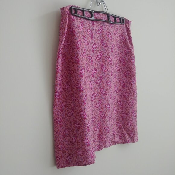 J. Crew 100% silk skirt size 8 pink paisley print - Picture 4 of 13